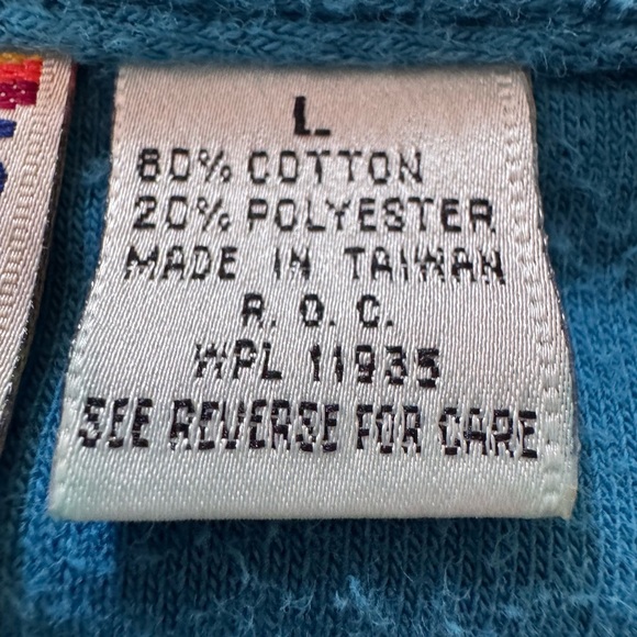 VINTAGE 70s 80s Loafers By RYK Velour Sweater Size Large Blue Beverly Hills - Picture 4 of 5